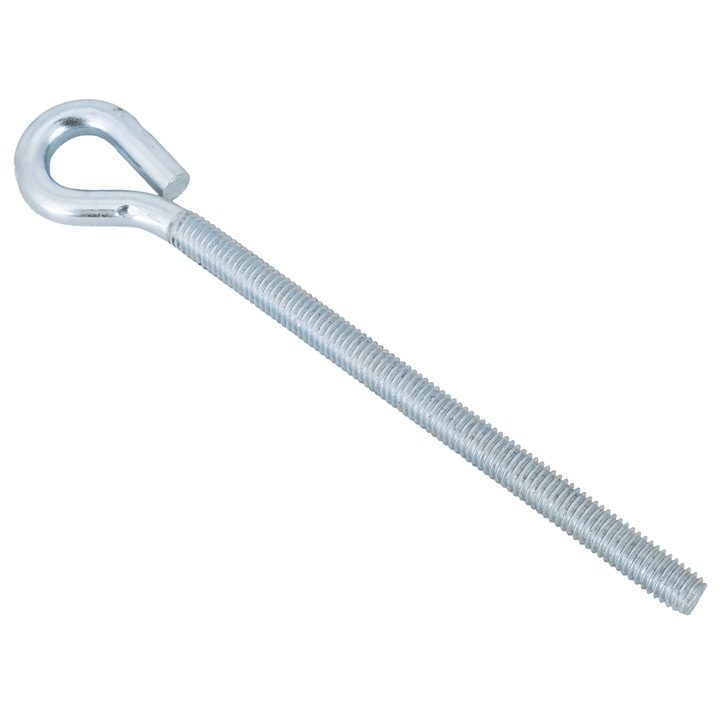 Carlig De Constructie, Dromet, Ho m6x120, 120 mm x 20 mm, Argintiu/Argintiu Cromat, Filet m6 Cu Lungimea De 91 mm, Diametru Exterior Al Indoiturii 20 mm, Fabricat Din Otel Zincat Galvanic, Clasa De Rezistenta 5.8