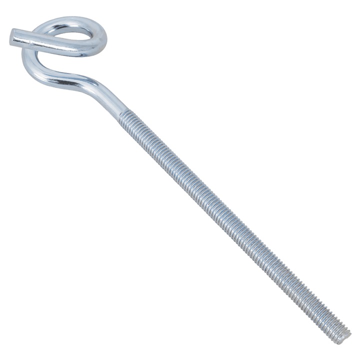 Carlig De Constructie, Dromet, Hoh m6x140, 140 mm x 27 mm, Argintiu/Argintiu Cromat, Filet m6 De 95 mm, Diametru Exterior Al Indoiturii 27 mm, material Otel Zincat Galvanic, Clasa De Rezistenta 5.8