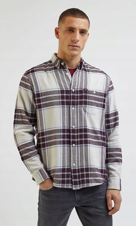 Camasa Lee, croiala bumbac, Alb/Albastru, M