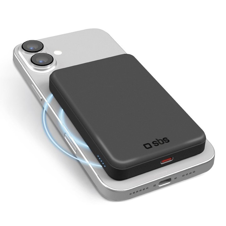 Външна батерия Mag SBS 99135, 5 000mAh, безжична QI2 MagSafe, 15W, PD20W