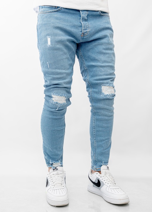 Blugi barbati skinny, 10556, Bumbac, Albastru, 32