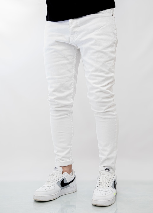Férfi skinny farmer, 9581, Pamut, Fehér