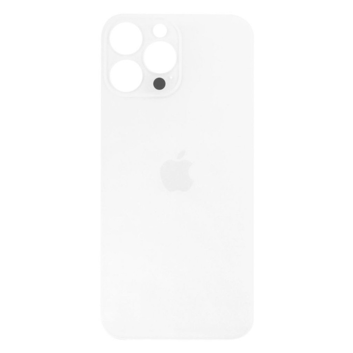 Capac Baterie Pentru Apple iPhone 15 Pro Max White, Sticla, Fara Adeziv, Fara Sticla Camera, Bulk