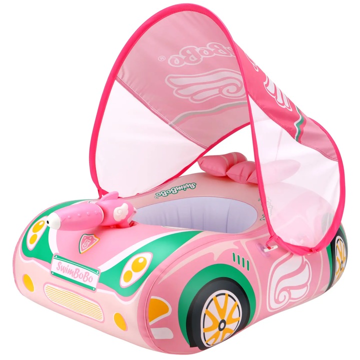 Пояс със сенник и воден пистолет за бебета и деца, надуваема кола, лилав, подходящ за деца над 3 години, bebeLOGIC™