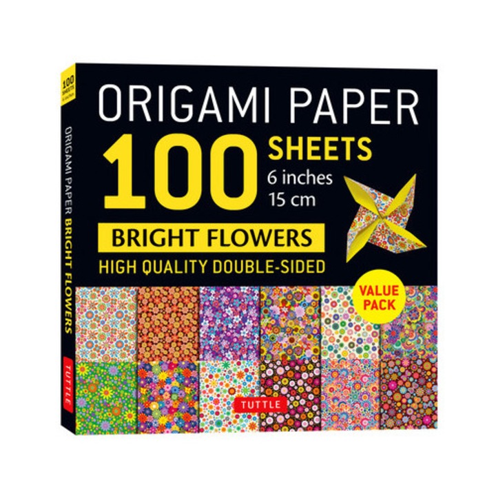 Origami Paper 100 Sheets Bright Flowers 6 (15 Cm): Tuttle Origami Paper: Double-sided Origami Sheets Printed With 12 Different Patterns (instructions -