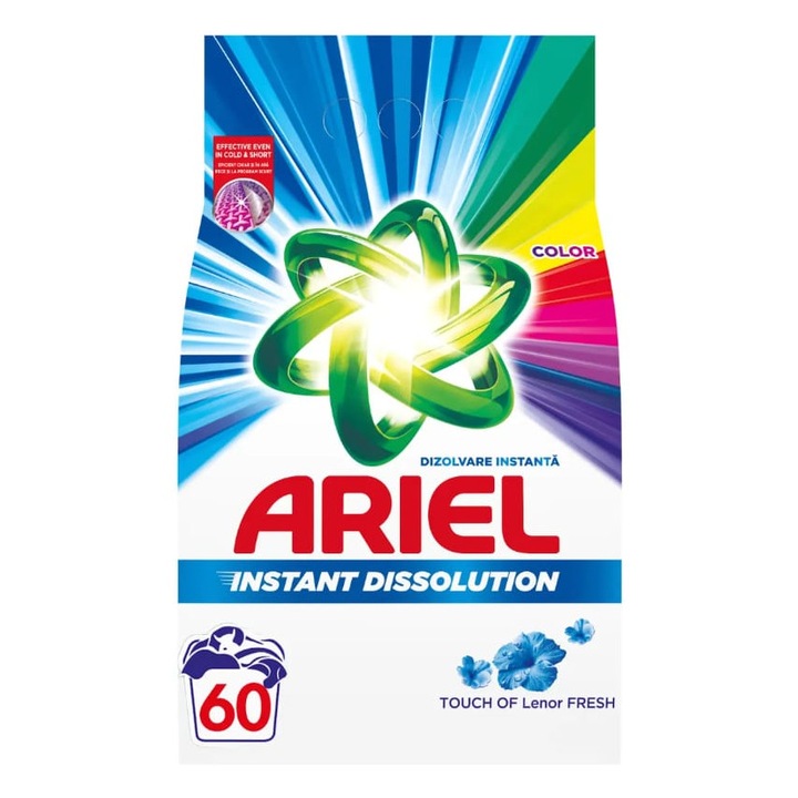 Detergent Pudra Ariel Touch of Lenor Fresh Color, 4.5kg, 60 Spalari – Culori Vibrante si Parfum Fresh de Lunga Durata