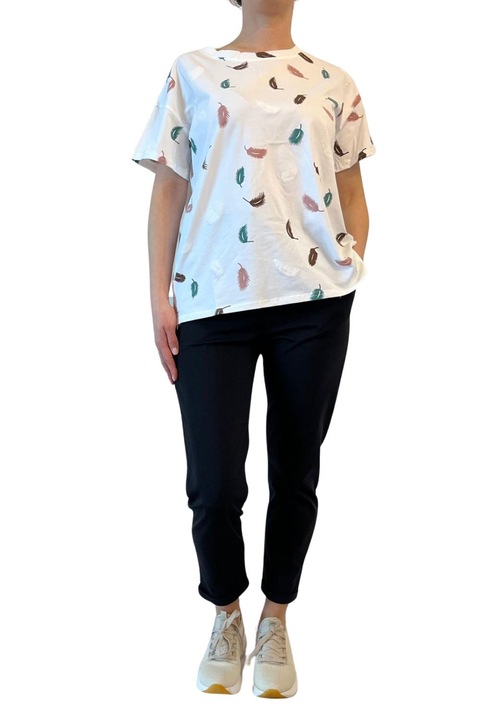 Tricou de Vara cu Model de Frunze Multicolor, S-M-L EU