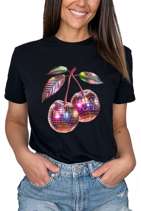 Tricou Negru Disco Cherry 25217
