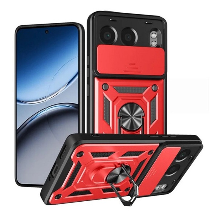 Gigapack defender szilikon mobiltelefon tok, ütésállóság, tartógyűrű, kameravédő, piros, kompatibilis: OnePlus Nord 4