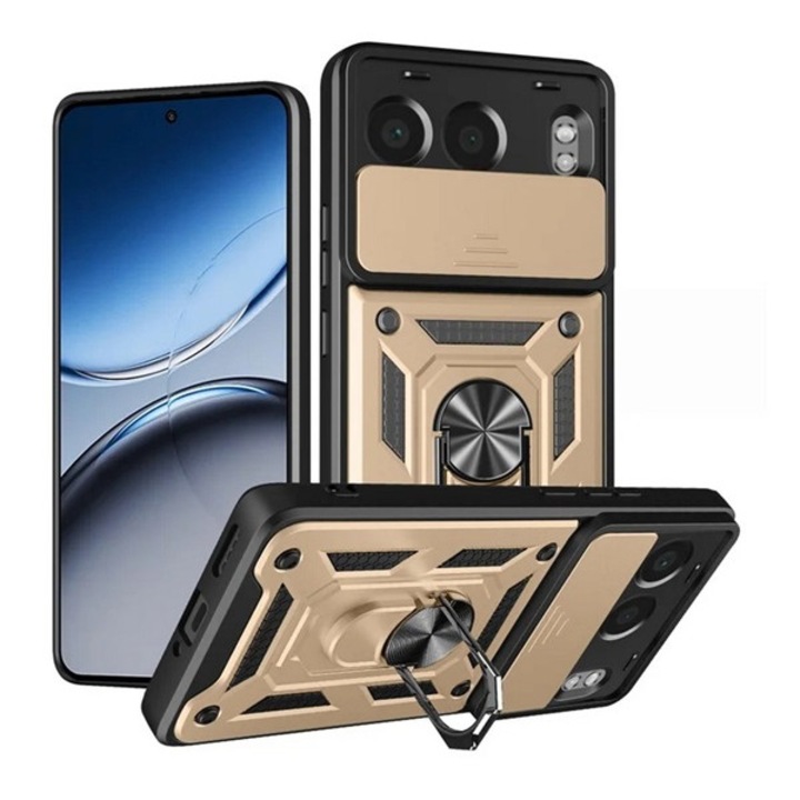 Gigapack defender szilikon mobiltelefon tok, ütésállóság, tartógyűrű, kameravédő, arany, kompatibilis: OnePlus Nord 4