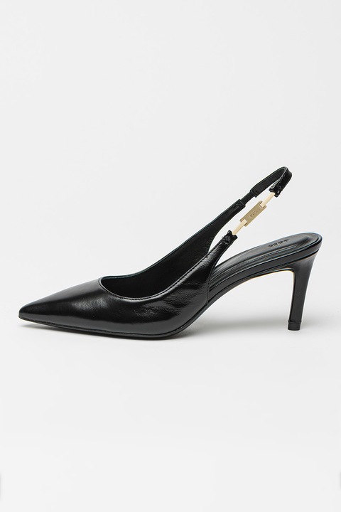 BOSS, Pantofi din piele cu varf ascutit Gracey, Negru