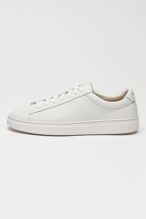 BOSS, Pantofi sport din piele peliculizata Kieran, Alb, 45