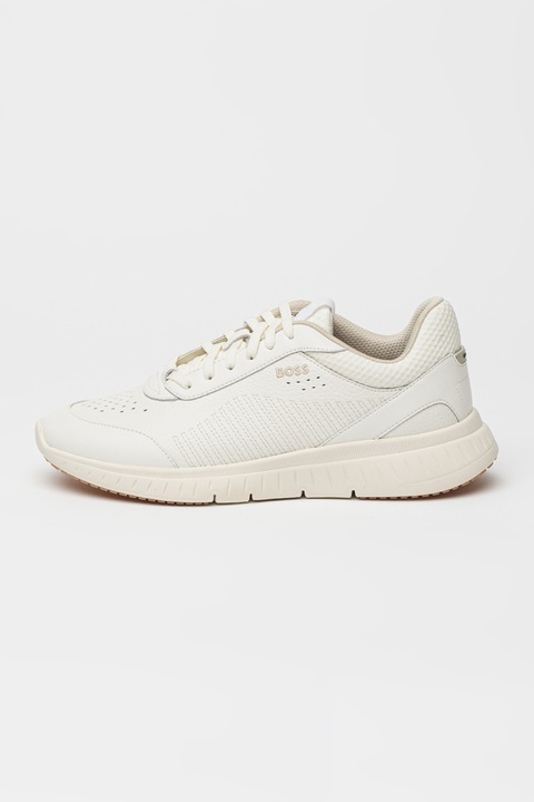 BOSS, Pantofi cu logo, pentru alergare Titanis, Alb murdar