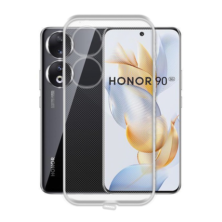 Husa Antisoc cu DOP Anti-Praf pentru Honor 90 5G, Anti-Dust, Colturi intarite, Silicon, Protectie Eficienta, Protectie pentru Portul de Incarcare, Design Slim, Usor de Folosit, Decupaje Precise, Transparenta