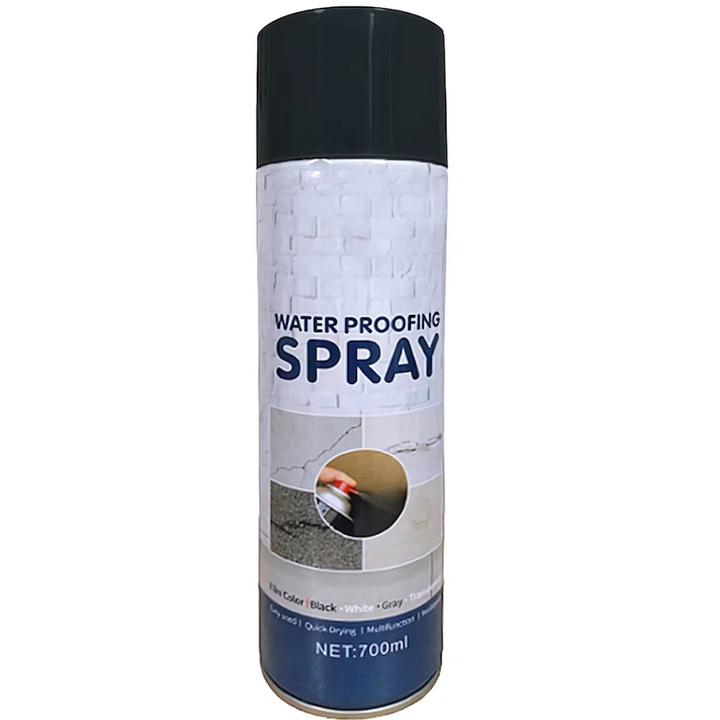 Gardeon® Водоустойчив спрей за уплътняване, бързосъхнещ, дълготрайна водозащита, съвместим с различни повърхности, цимент, пластмаса, метал, 700 мл, черен