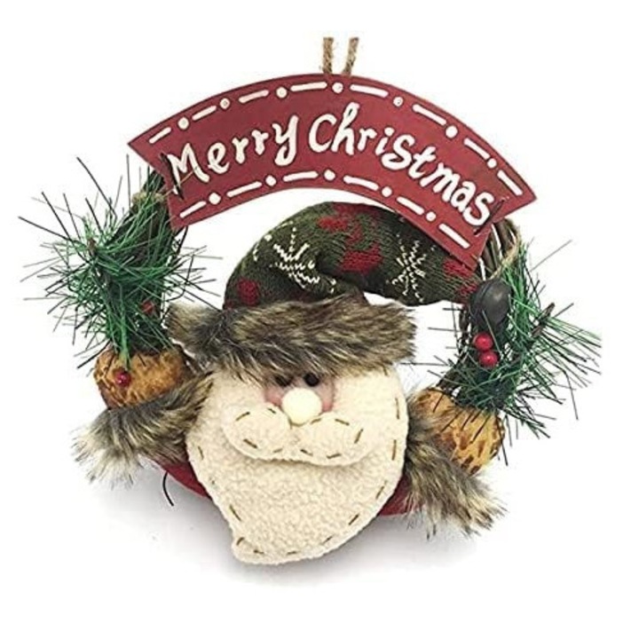 Коледен венец, 22x22 см, лице на Дядо Коледа