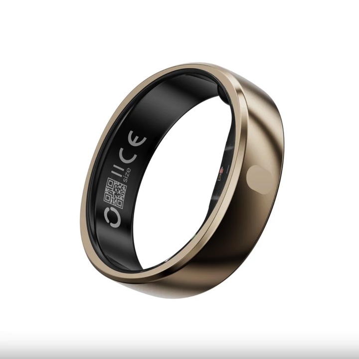 Inel inteligent, RingConn Gen 2 Air, dimensiunea 14, masurarea ritmului cardiac, saturatie oxigen, activitati fizice, IP68, Dune Gold