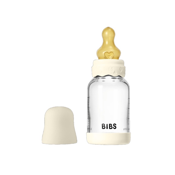 Komplett Boheme kólikaellenes üveg cumisüveg szett latex cumisfejjel, lassú folyású, 120 ml, Ivory, Bibs