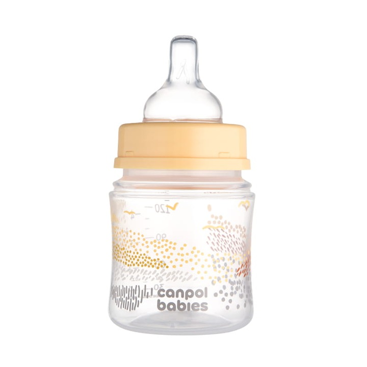 Бебешко шише против колики, Canpol Babies, EasyStart, 120 ml, 0 месеца+, пластмаса/силикон, бежово