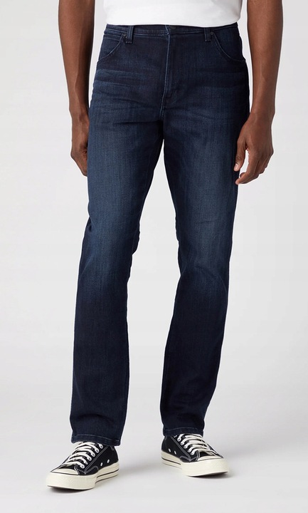 Blugi barbatesti Wrangler River, bumbac/poliester/elastan, albastru inchis, W36-L34 US