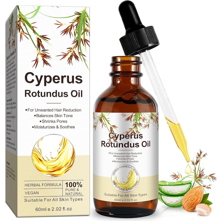 Ulei Cyperus Rotundus pentru Incetinirea Cresterii Firelor de Par, Formula 100% Naturala, NOVA KISS®, 60 ml