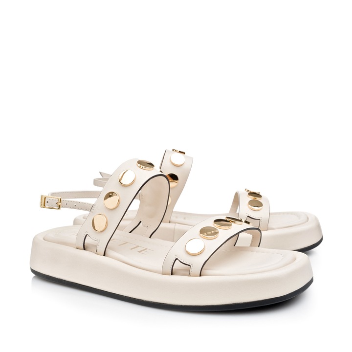 Sandale dama, Musette, CLARITA A222, Piele naturala, Ivoire