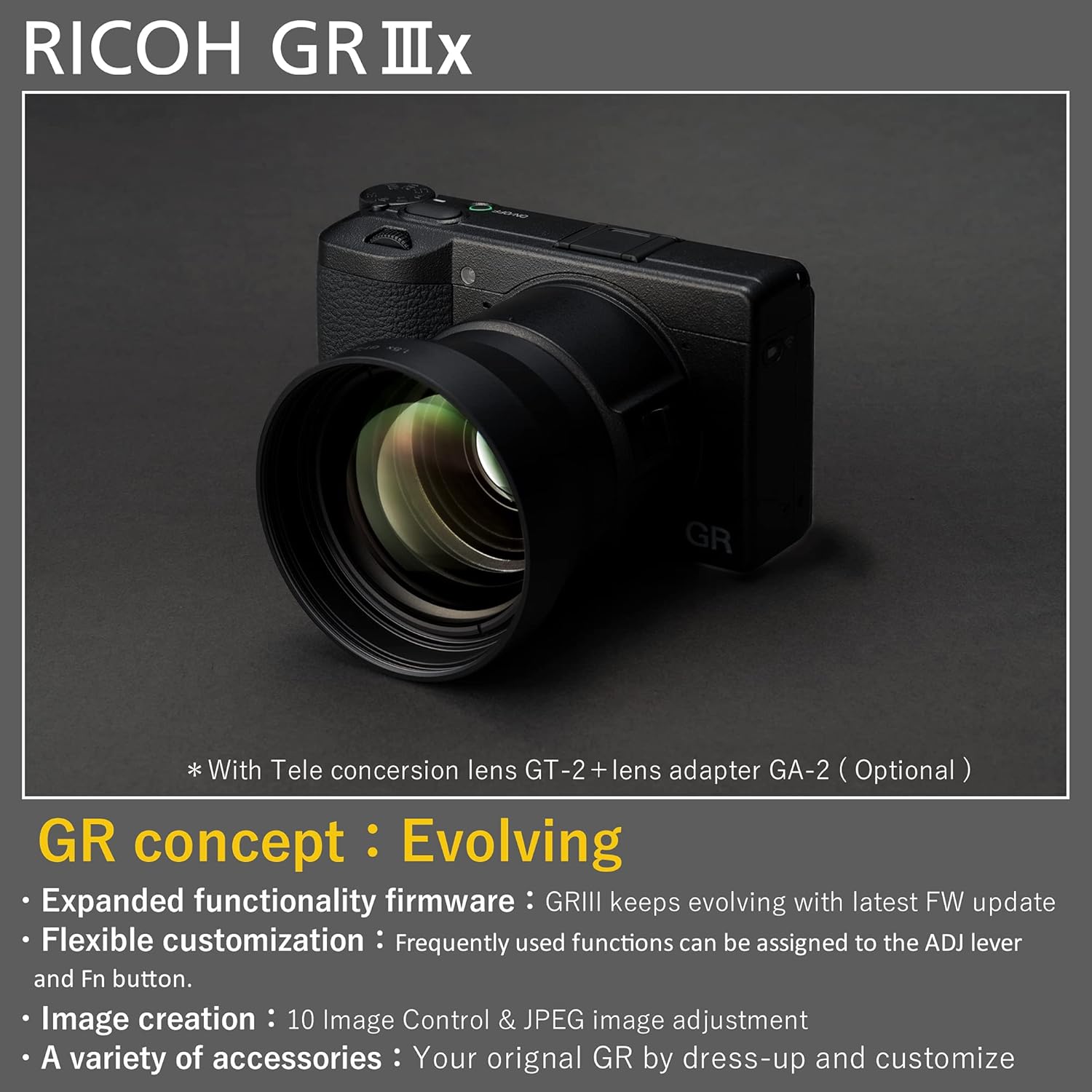 Camera digitala Ricoh GR IIIx [Focala 40 mm] [Echipata cu un
