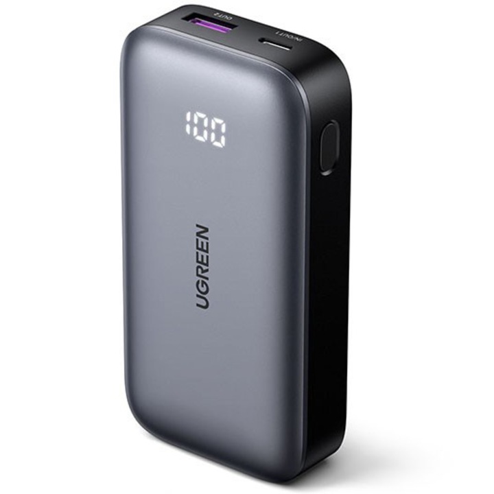 Външна батерия UGREEN Power Bank PB502, 10000mAh, двупосочно бързо зареждане, 30W, Бързо зареждане, Черна