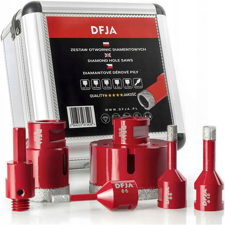 Set carote diamantate piatra gresie faianta beton 6-68mm HEX M14 6piese (CAR668M14-18)