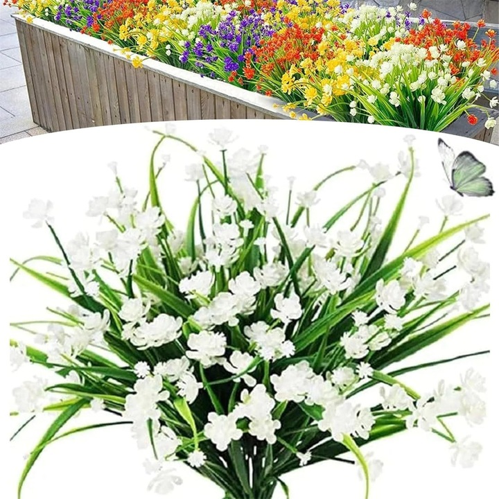 Flori artificiale pentru exterior, set 2 buchete, multicolor, 15.3x7.9x5cm