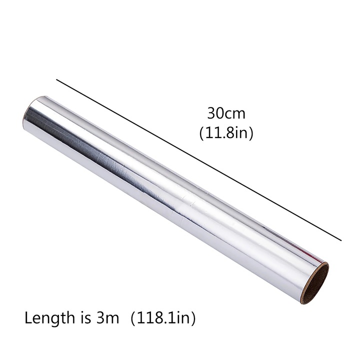 Folie aluminiu grosime mare, 30x300cm, 30x1000cm, argintiu