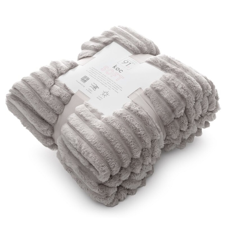 Design 91 takaró, 70x160cm, mikroszálas, bézs, csíkos textúrával