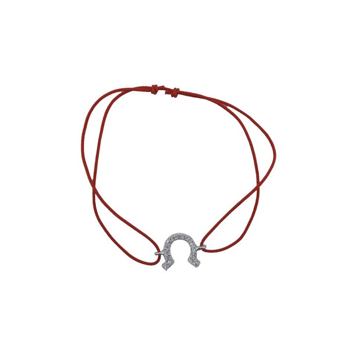 Bratara Snur Reglabil, Argint 925, Potcoava Cu Pietre, Leski Silver, 0.5 g, 1.5 cm x 1.2 cm