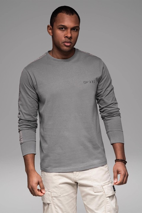 OMBRE, Блуза с лого, Tъмносив