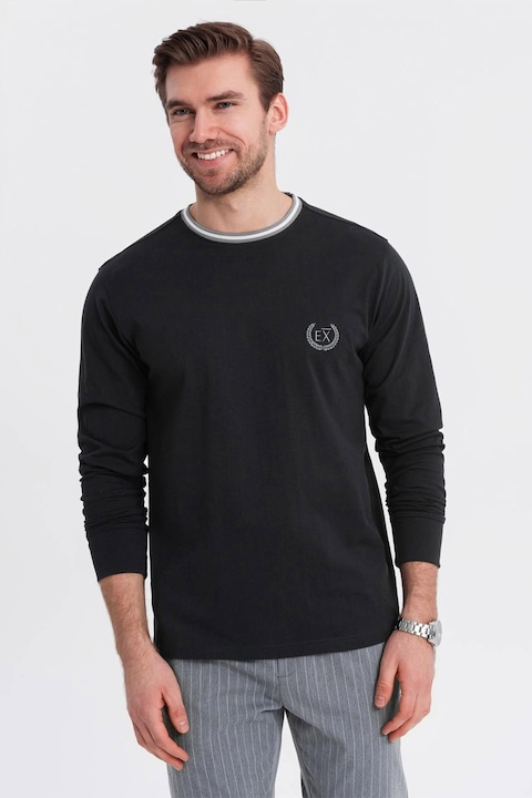 OMBRE, Bluza de bumbac cu logo, Negru