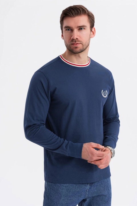 OMBRE, Bluza de bumbac cu logo, Bleumarin