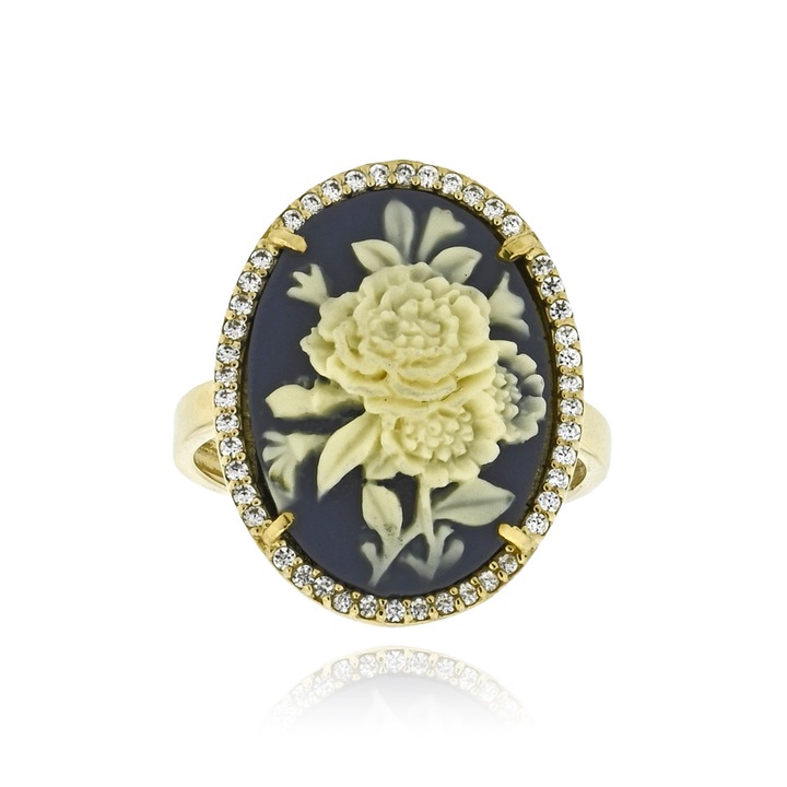 Inel MetronGold din aur galben de 14K cu zirconiu, auriu