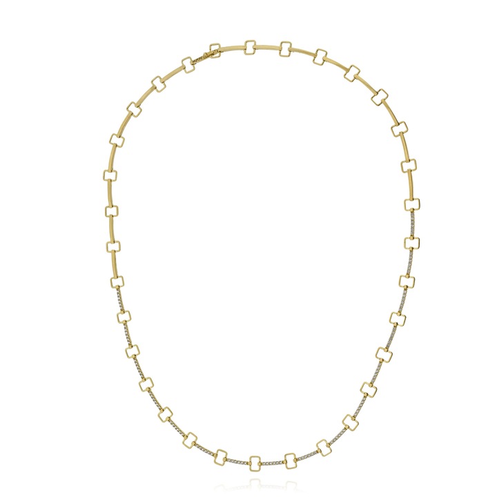 Colier FaCad'oro aur galben K14 cu pietre zirconiu