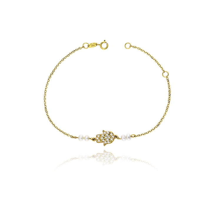 Bratara din aur galben de 14 karate cu pietre de zirconiu