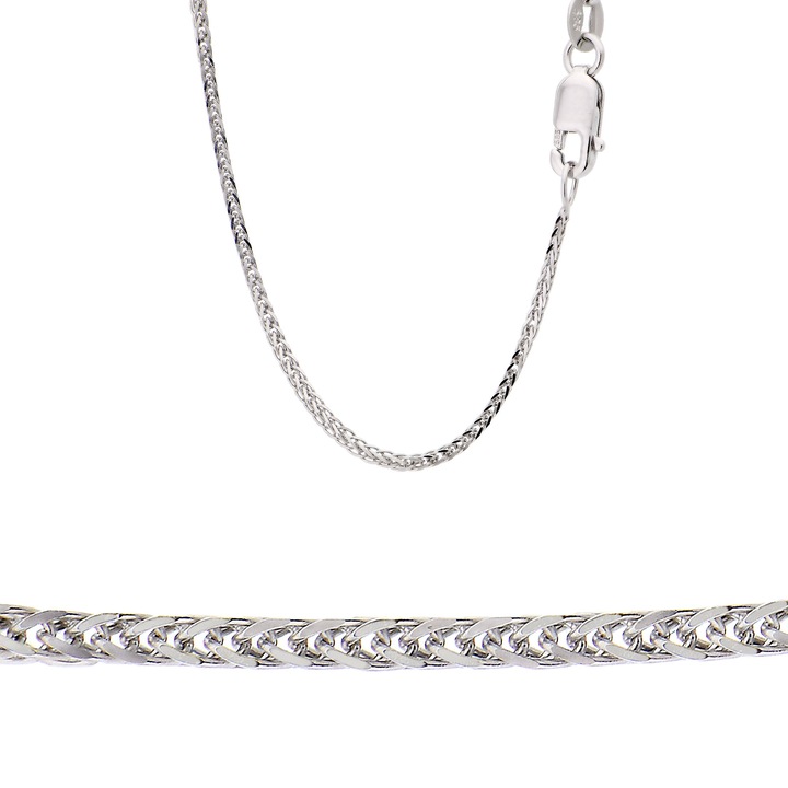 Colier, Aur alb de 14 karate, Argintiu