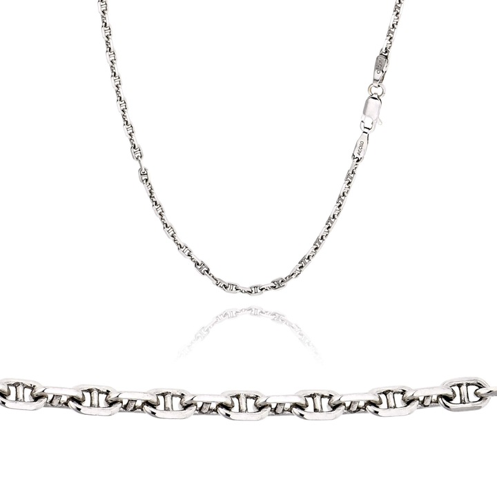 Lant din aur alb de 14 karate
