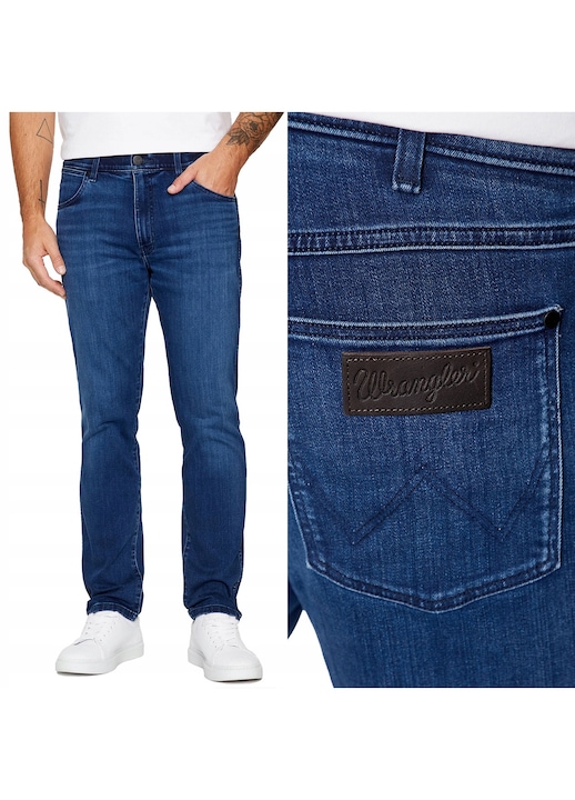 Blugi Wrangler Larston albastru, slim tapered, Albastru