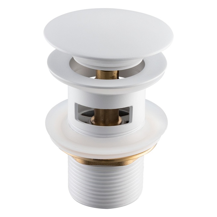 Dop de lavoar din alama Klik Klak cu preaplin Alb - model 1