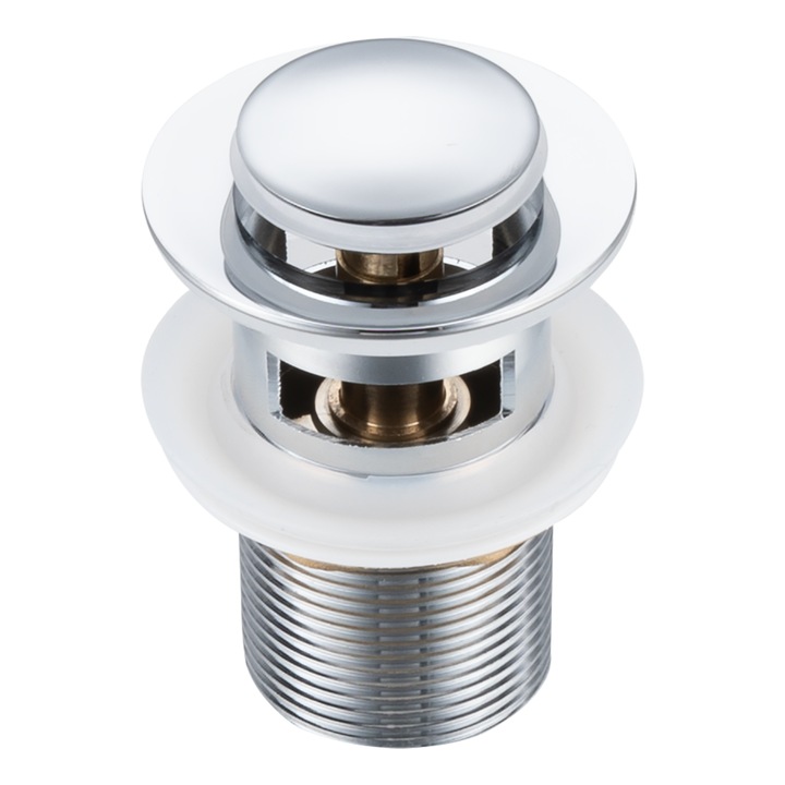 Месингова запушалка за мивка Click Clack с преливник Хром - модел 2