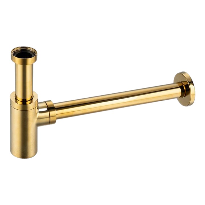 Сифон за умивалник с кръгъл месингов дизайн, златен, модел 1