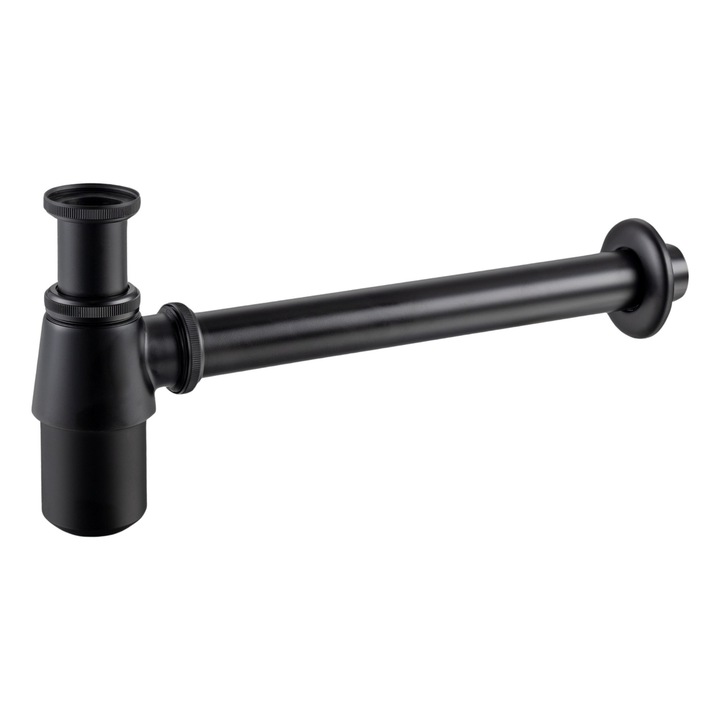 Кръгъл месингов сифон за умивалник, черен, модел 2