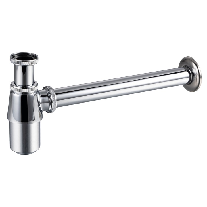 Сифон за мивка от месинг и стъкло, модел 2, хром