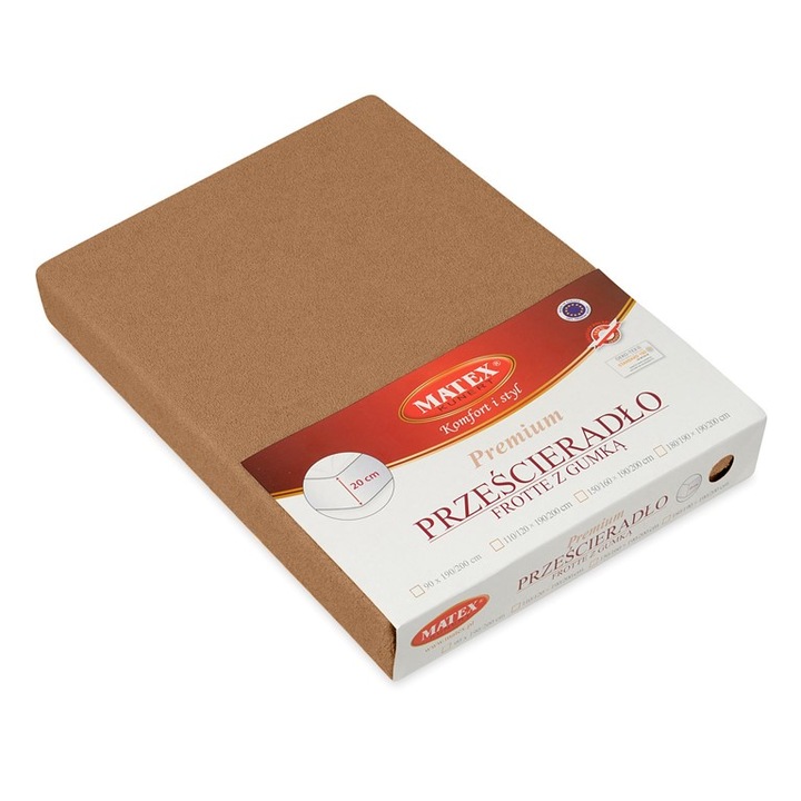 Cearceaf de pat MATEX, bumbac, 120x200cm, maro