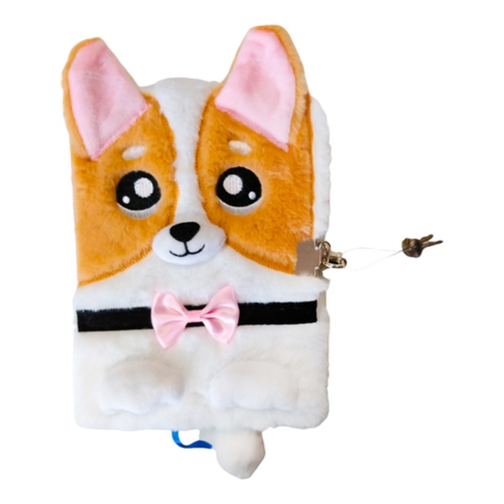 Jurnal cu lacat, St.Majewski, A5, 96 pagini, coperta plusata, design Corgi, pentru copii