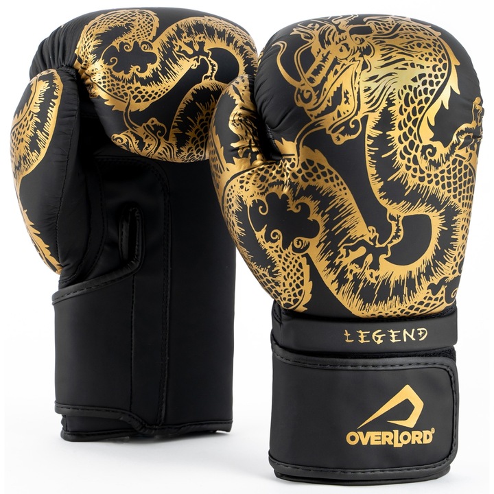 Спортни ръкавици Overlord Legend 12OZ, черно/златни, синтетична кожа, отлично омекотяване